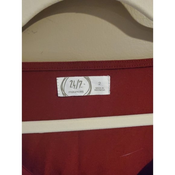 Maurices 24/7 Maroon Longsleeve Cotton Blend Bodysuit, Size 2, RN 51783 - Picture 2 of 5